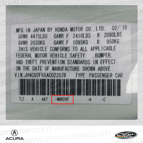 ACURA-Farbcode-Etikett Beispiel 1