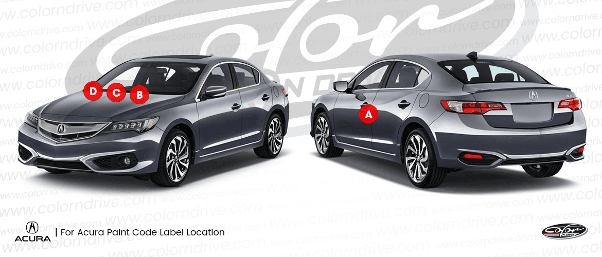 ACURA paint code label location diagram
